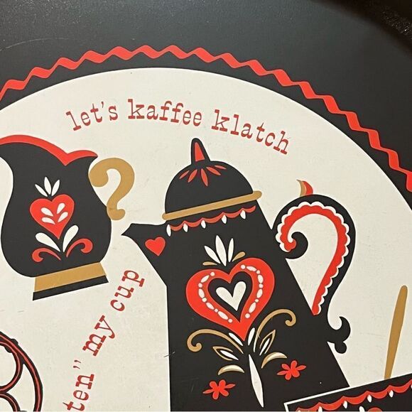 Vintage Coffee & Tea Serving Tray “Kaffee Klatch” MCM Midcentury Modern Black - Picture 7 of 13